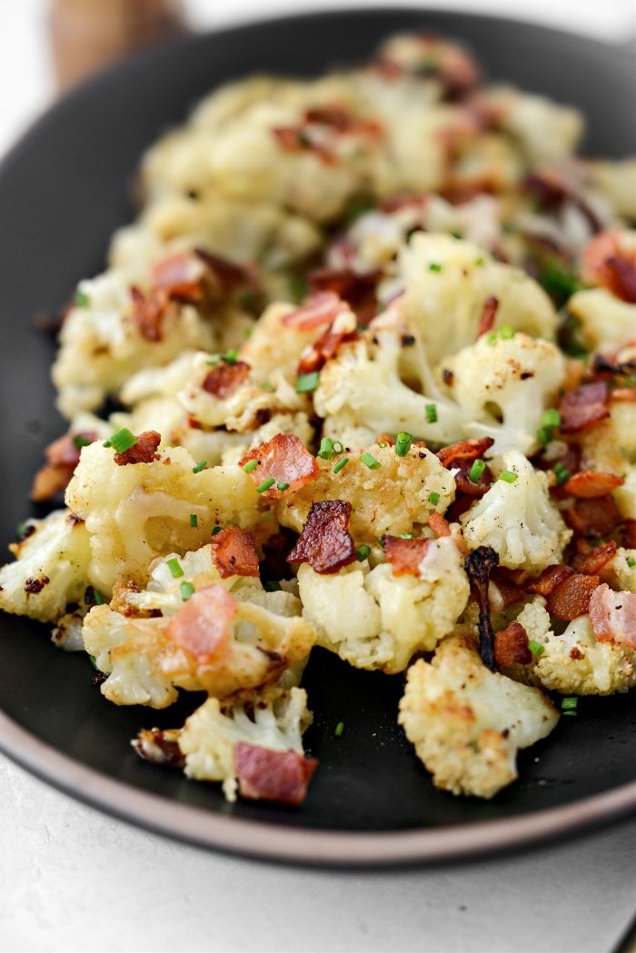 Roasted Cheddar Cauliflower with Bacon