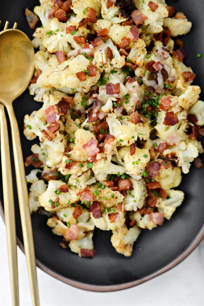 Roasted Cheddar Cauliflower with Bacon