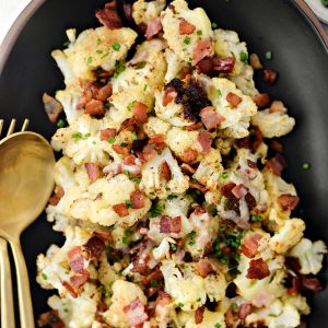 Roasted Cheddar Cauliflower with Bacon