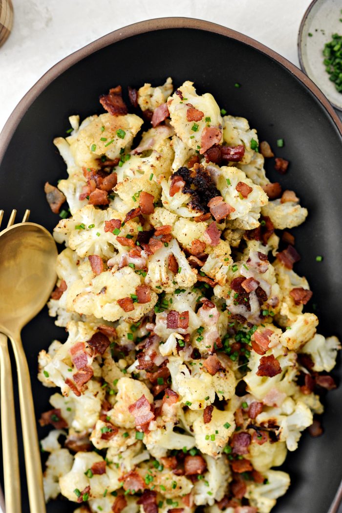 Roasted Cheddar Cauliflower with Bacon