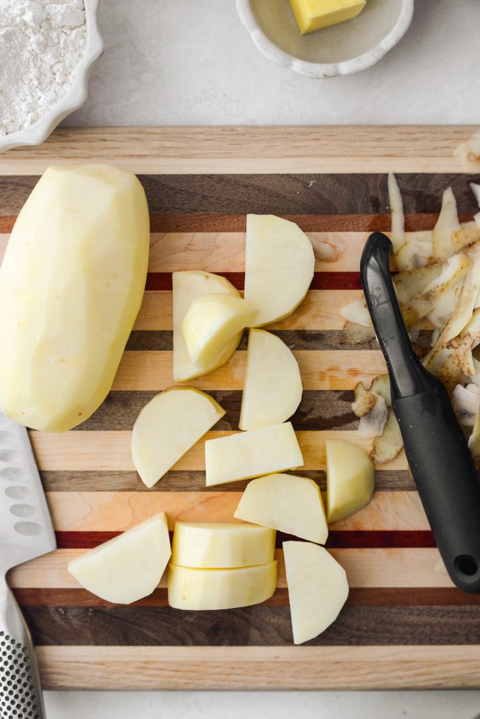 peel and cut russet potatoes